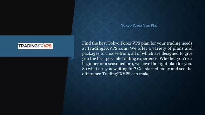 tokyo forex vps plan