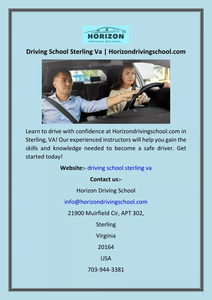 driving school sterling va horizondrivingschool