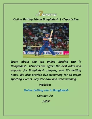 Online Betting Site in Bangladesh  J7sports.live