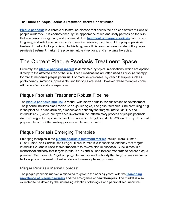 the future of plaque psoriasis treatment market