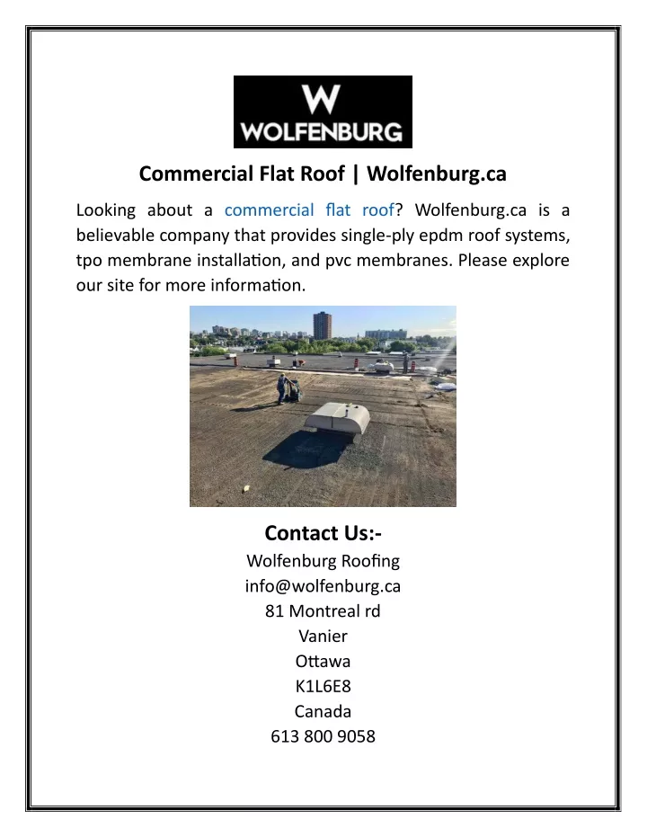 commercial flat roof wolfenburg ca