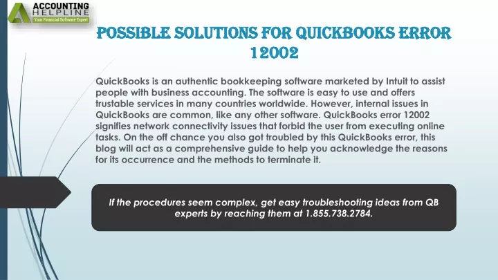 possible solutions for quickbooks error 12002