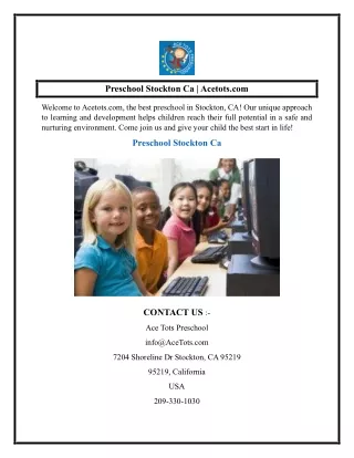 Preschool Stockton Ca  Acetots.com