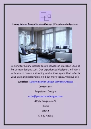 Luxury Interior Design Services Chicago  Perpetuumdesigns