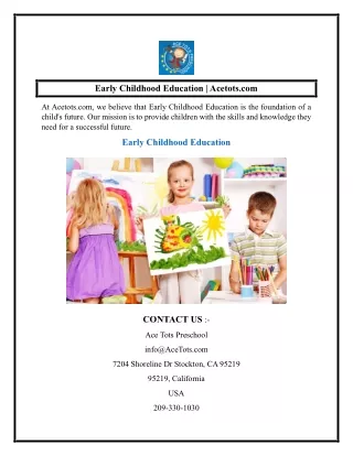 Early Childhood Education  Acetots.com