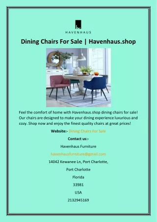 Dining Chairs For Sale  Havenhaus.shop