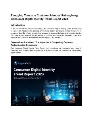 Emerging Trends in Customer Identity Reimagining Consumer Digital Identity Trend Report 2023