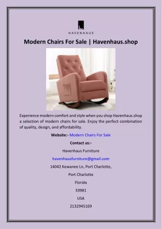 Modern Chairs For Sale  Havenhaus.shop