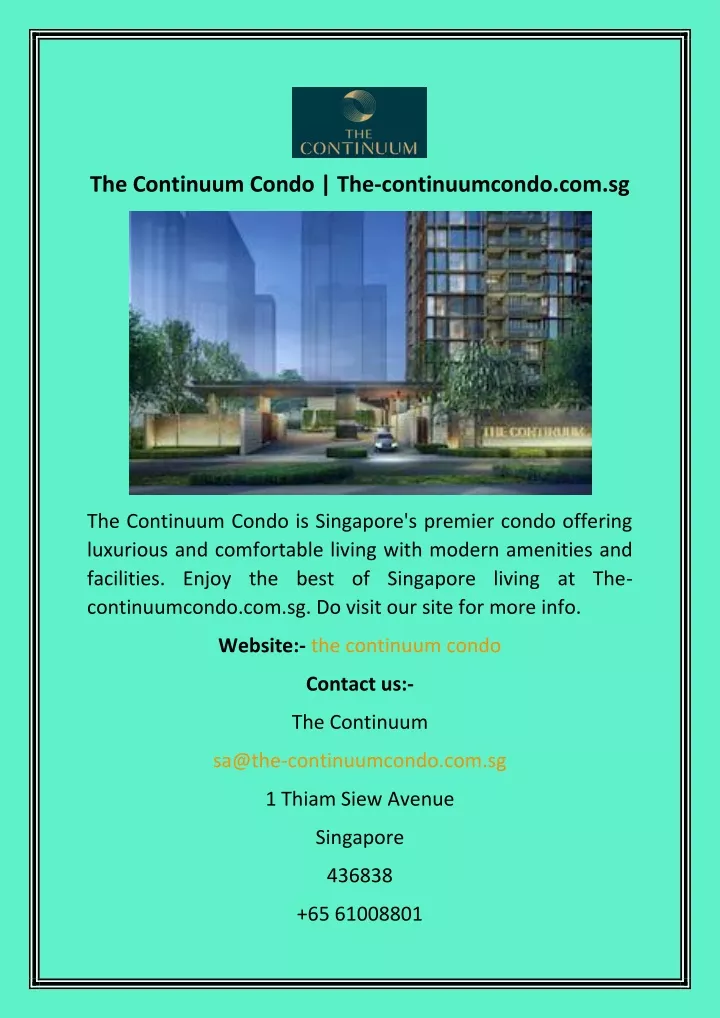 the continuum condo the continuumcondo com sg