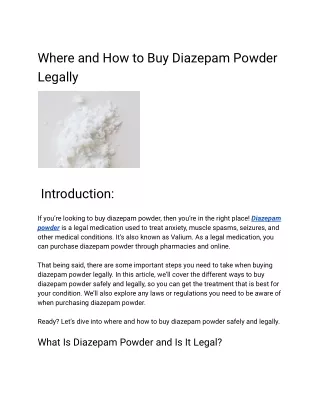 How to Buy Diazepam Powder Legally