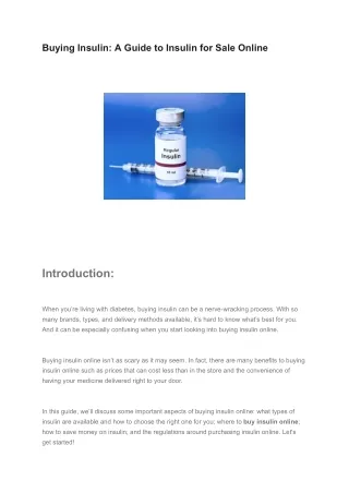 Buying Insulin_ A Guide to Insulin for Sale Online