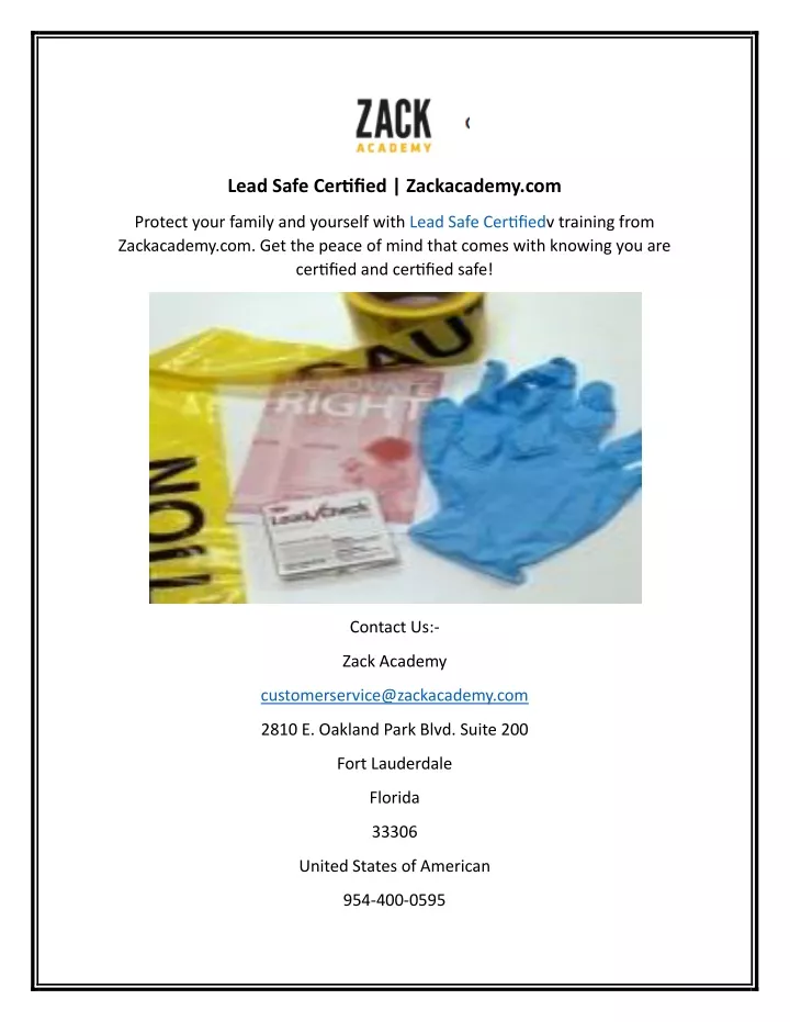 lead safe certified zackacademy com