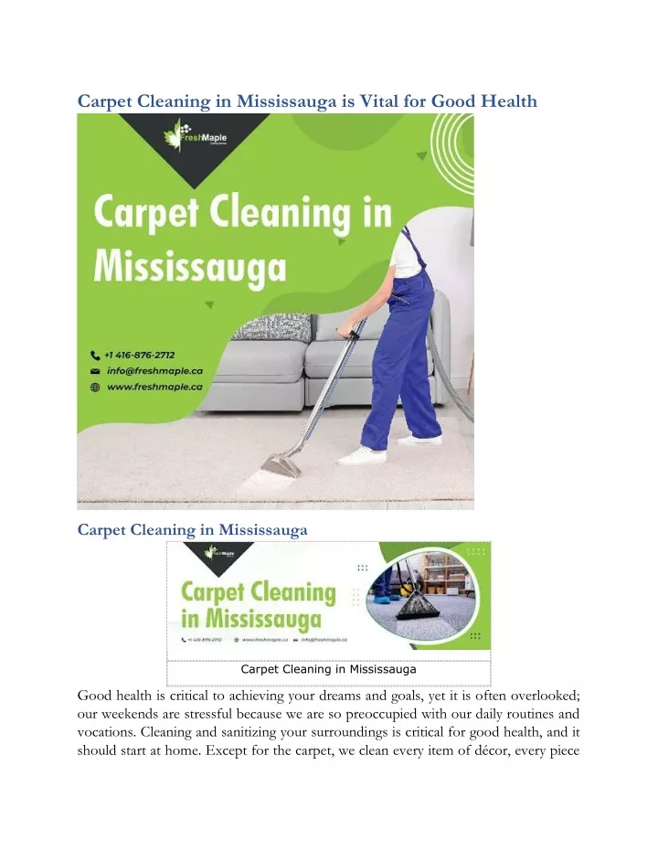 carpet cleaning in mississauga is vital for good