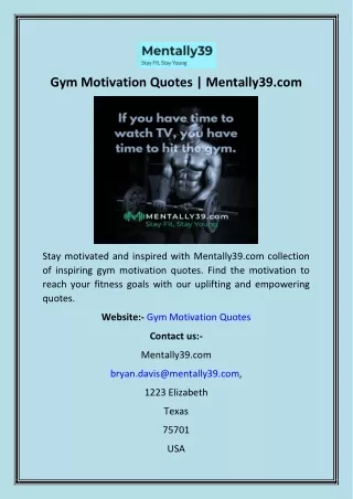 Gym Motivation Quotes  Mentally39.com