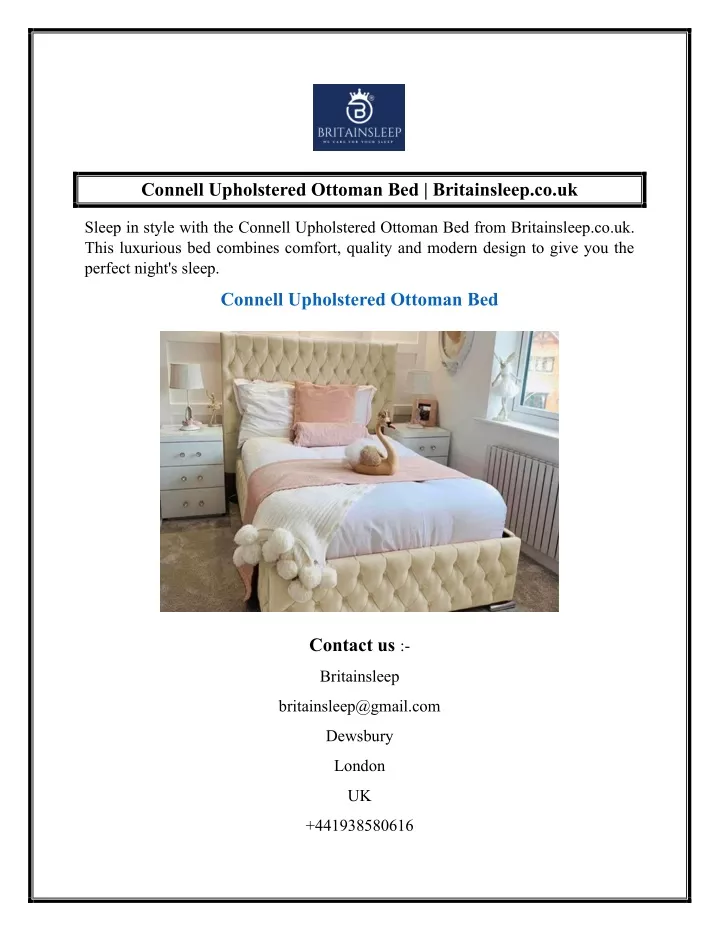 connell upholstered ottoman bed britainsleep co uk