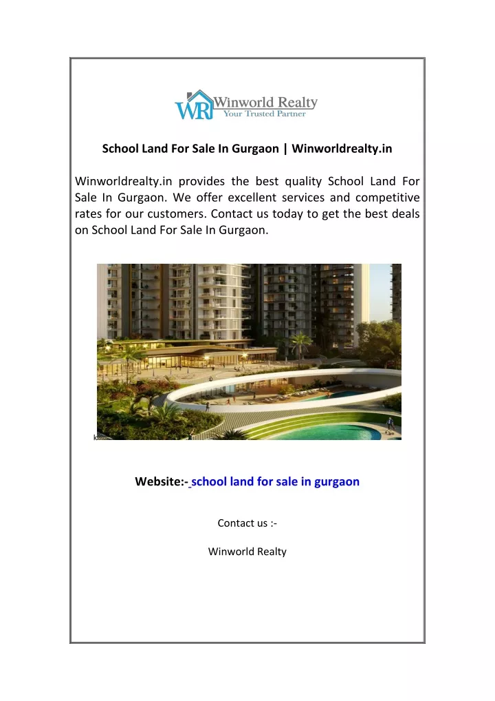 school land for sale in gurgaon winworldrealty in