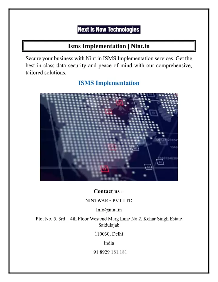 isms implementation nint in