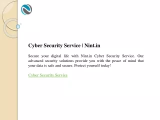 cyber security service nint in secure your