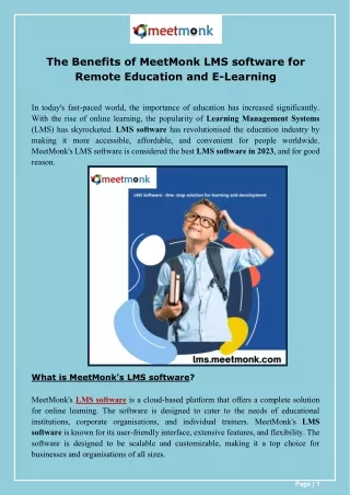 The Benefits of MeetMonk LMS software for Remote Education and E-Learning