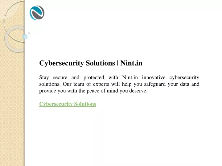 cybersecurity solutions nint in stay secure