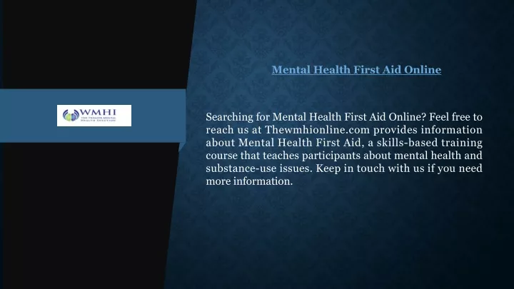 mental health first aid online