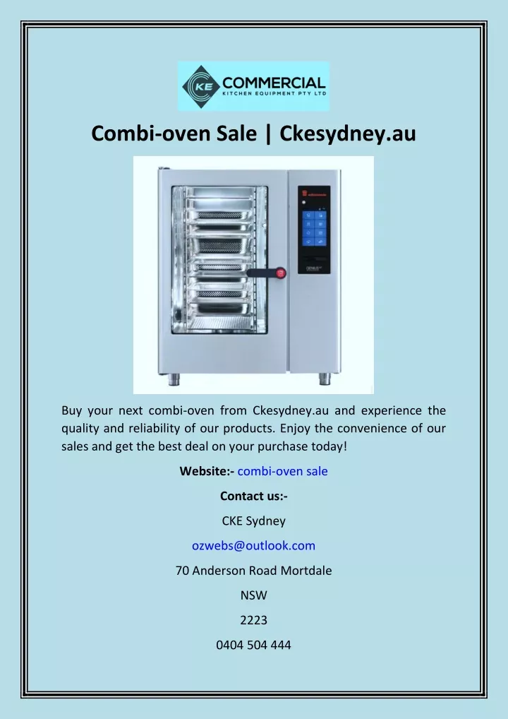 combi oven sale ckesydney au