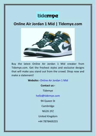 Online Air Jordan 1 Mid  Tidemye