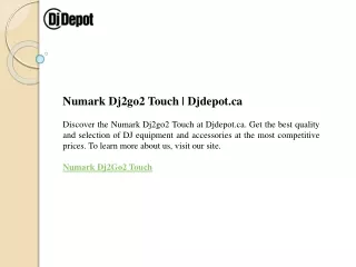 Numark Dj2go2 Touch  Djdepot.ca
