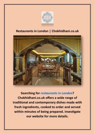 Restaurants in London | Chokhidhani.co.uk