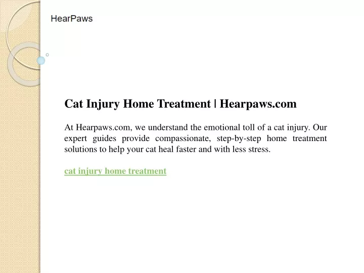 cat injury home treatment hearpaws