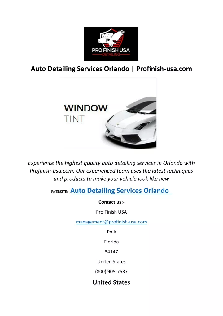 auto detailing services orlando profinish usa com