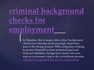 criminal background checks for employment