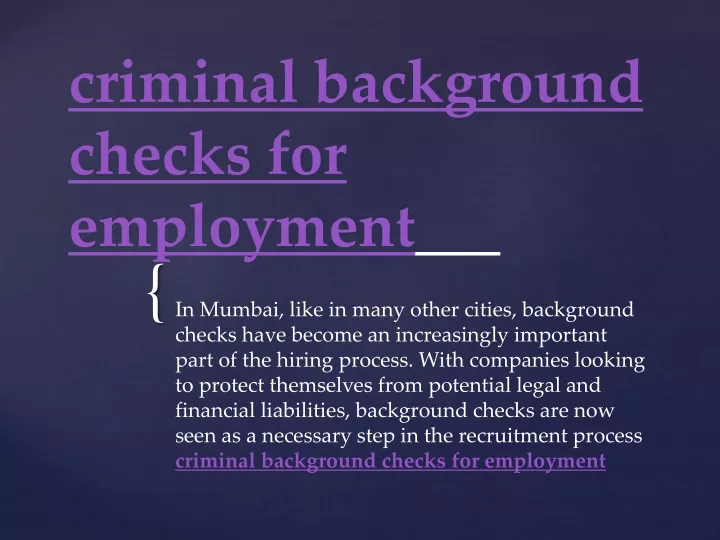 criminal background checks for employment
