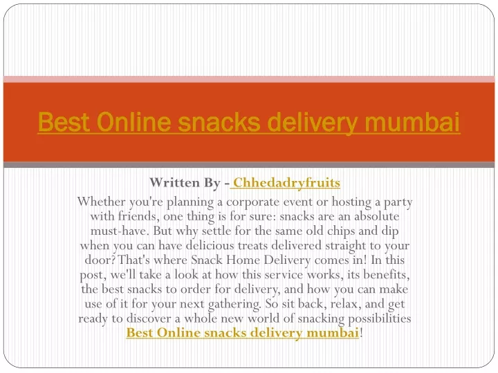 best online snacks delivery mumbai