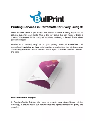 printing services in parramatta for every budget