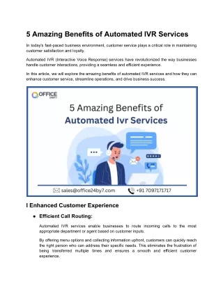 5 Amazing Benefits of Automated IVR Services