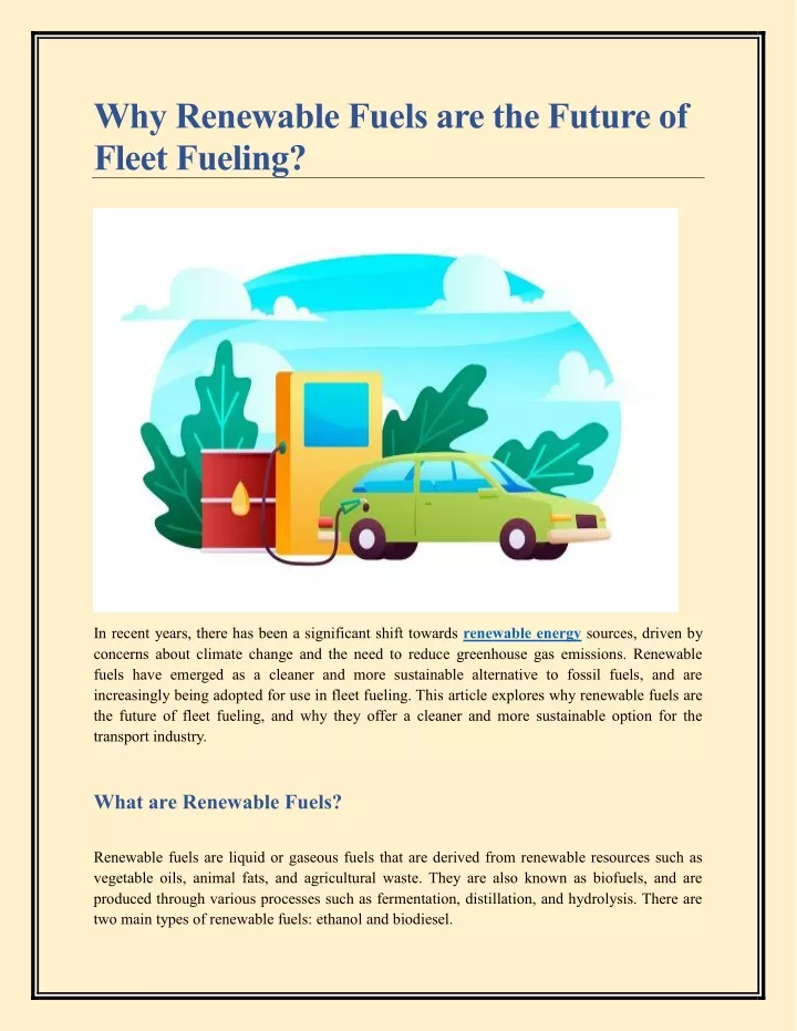 why renewable fuels are the future of fleet