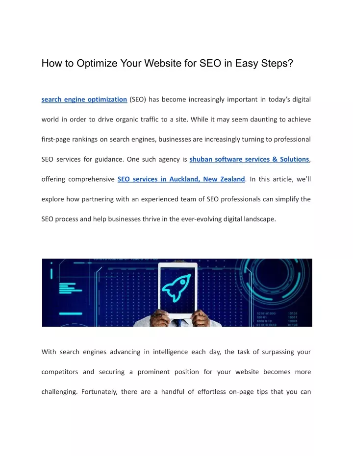 how to optimize your website for seo in easy steps