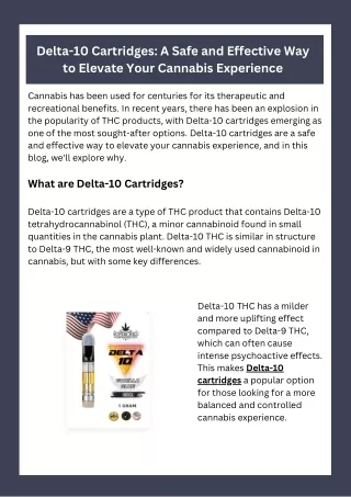 Delta-10 Cartridges A Safe and Effective Way to Elevate Your Cannabis Experience
