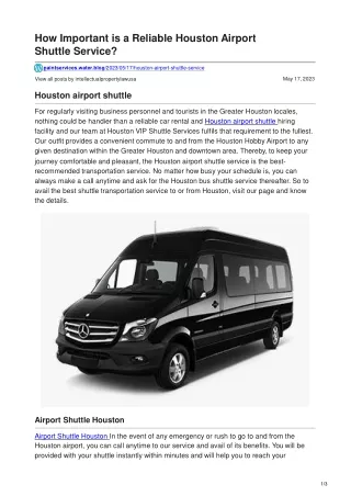 How Important is a Reliable Houston Airport shuttle