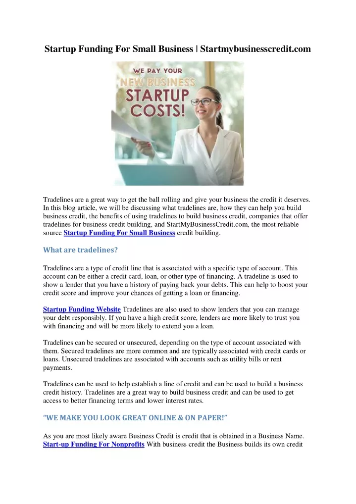 startup funding for small business