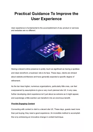 practical guidance to improve the user experience
