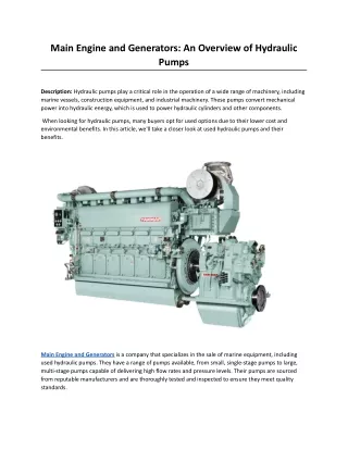 Main Engine and Generators_ An Overview of Hydraulic Pumps.docx
