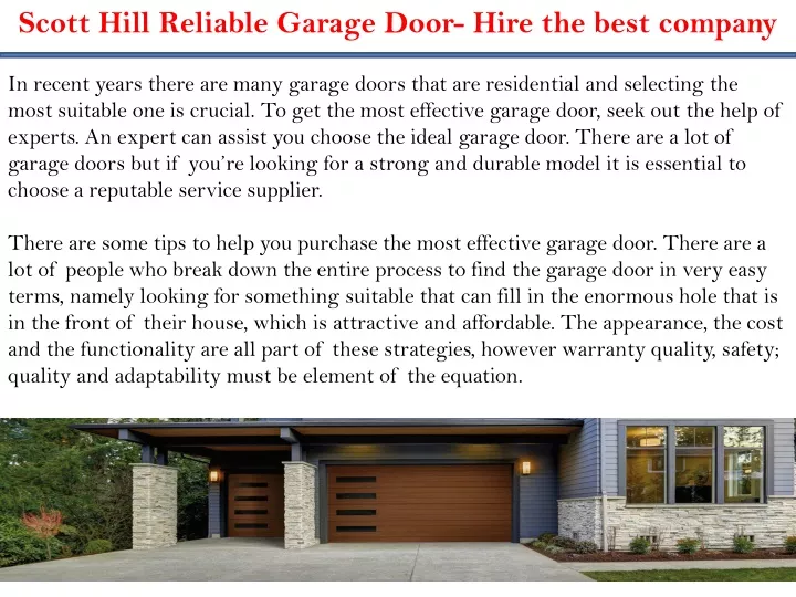 scott hill reliable garage door hire the best