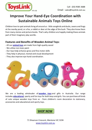 Improve Your Hand-Eye Coordination with Sustainable Animals Toys Online