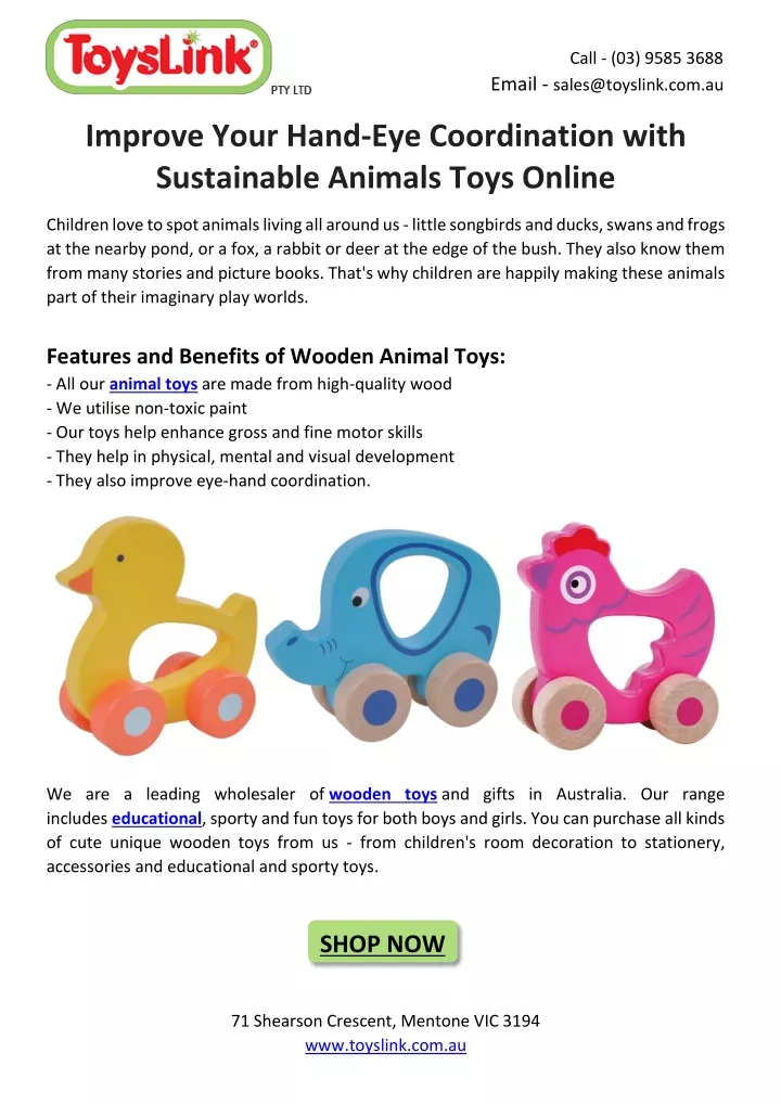 email sales@toyslink com au