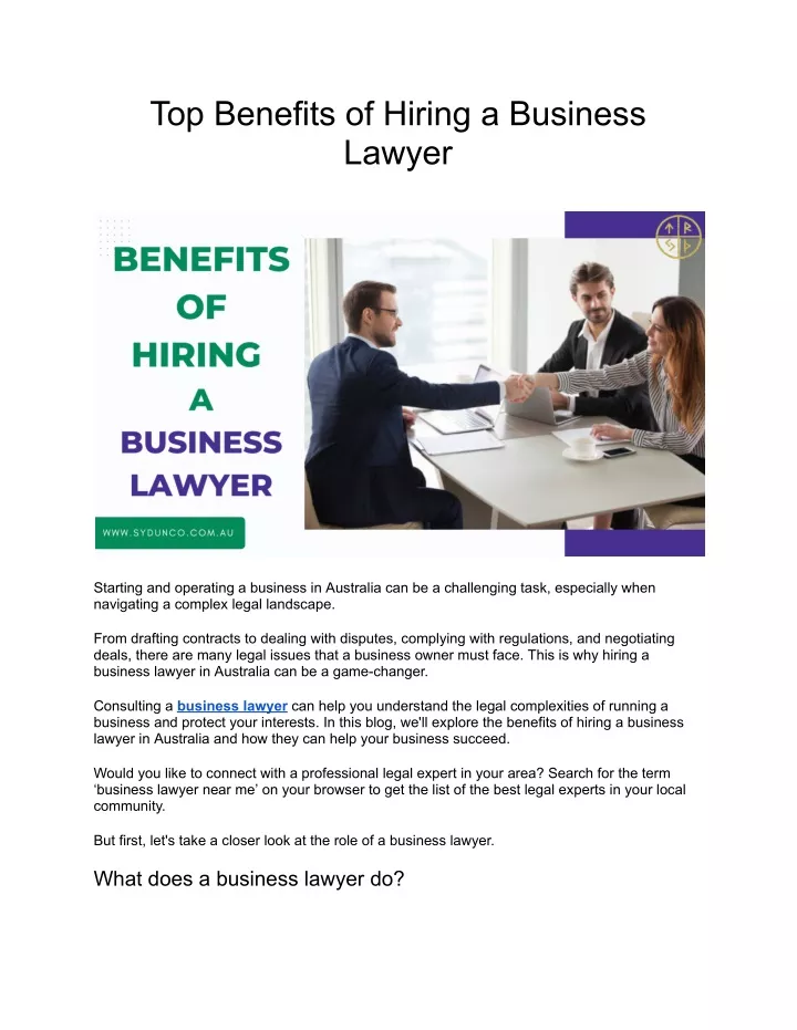 PPT Top Benefits of Hiring a Business Lawyer PowerPoint Presentation