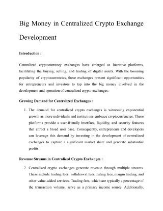 Big Money in Centralized Crypto Exchange Development