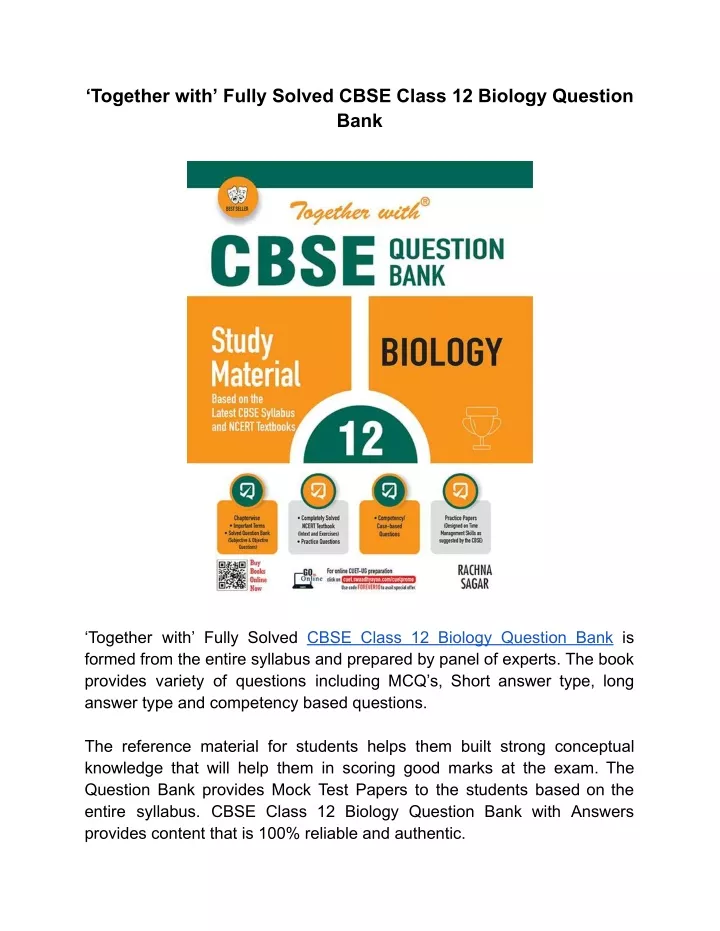 together with fully solved cbse class 12 biology