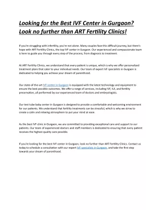 looking for the best ivf center in gurgaon look